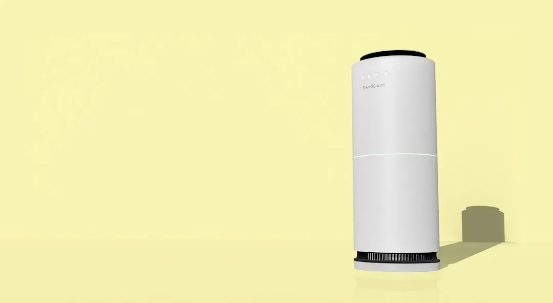 A white cylindrical object with a black top and bottom